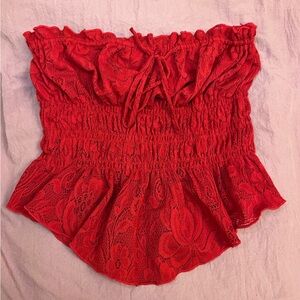 Urban Outfitters Red Lace Tube Top